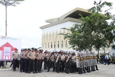 Sukseskan Pemilu 2024, Polres Pelabuhan Belawan Gelar Simulasi Sispamkota