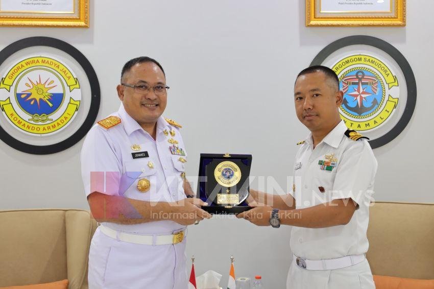 Danlantamal 1 Terima Kunjungan Kehormatan Komandan Kapal Perang India INS Sudharsini