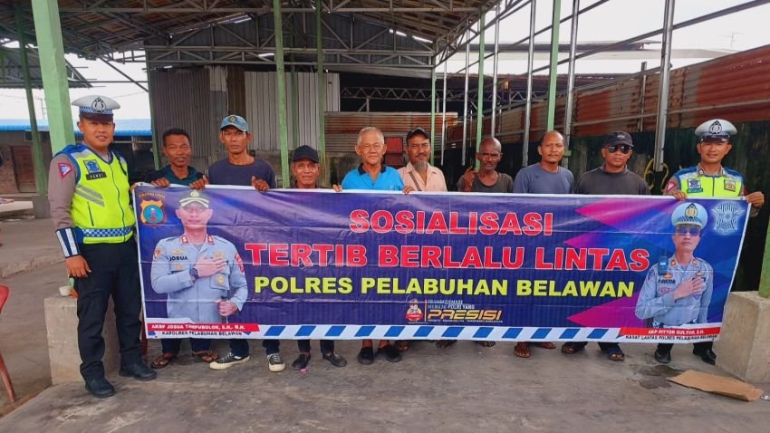 Satlantas Polres Pelabuhan Belawan Sosialisasikan Kamseltibcar Lantas di PPSB