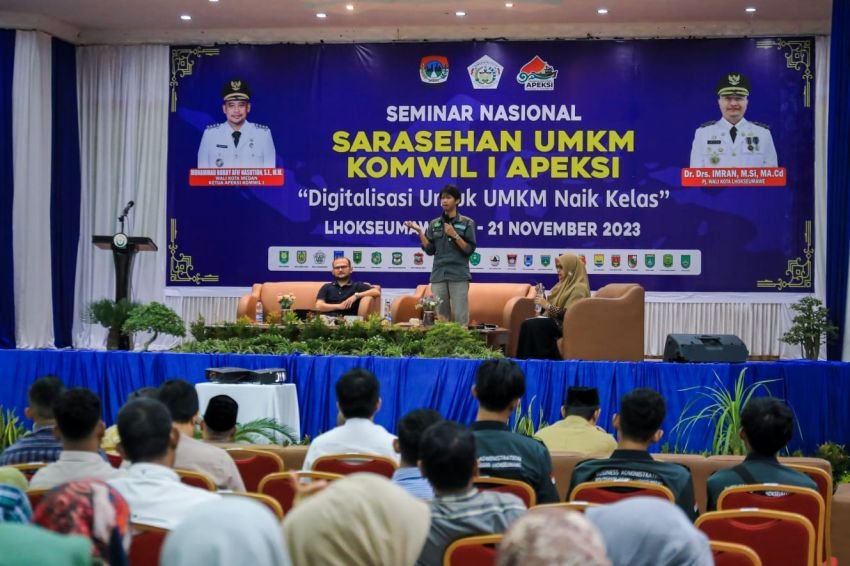 Pelaku Usaha Antusias Ikuti Seminar Nasional Sarasehan UMKM Komwil I Apeksi