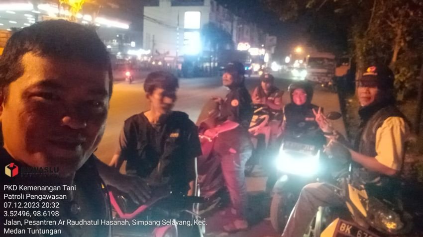 Pantau Aktifitas Kampanye Pemilu, Panwascam di Medan Patroli Malam