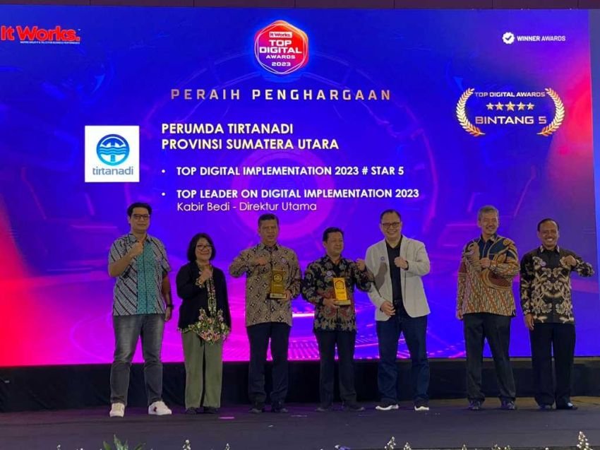 Perumda Tirtanadi Kembali Raih Bintang 5 Top Digital Implementation 2023