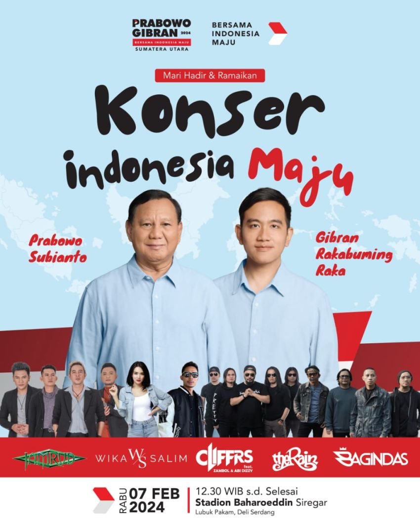 Prabowo - Gibran Direncanakan Kompak Hadiri Konser Indonesia Maju di Lubukpakam