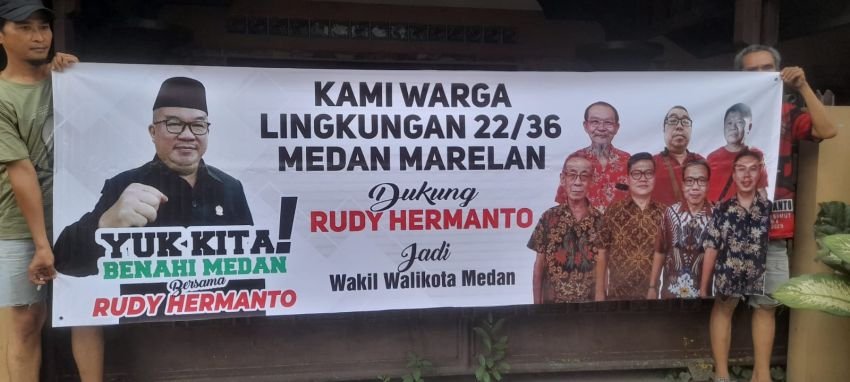Swadaya Sendiri, Warga Buat Spanduk Dukung Rudy Hermanto Maju Pilkada Medan