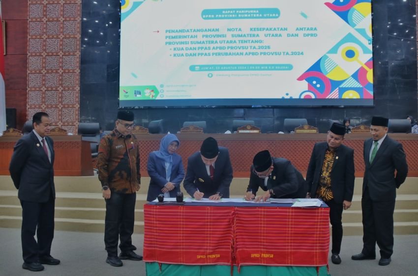 Pemprov Bersama DPRD Sumut Tandatangani KUA PPAS R-APBD 2025 dan P-APBD 2024