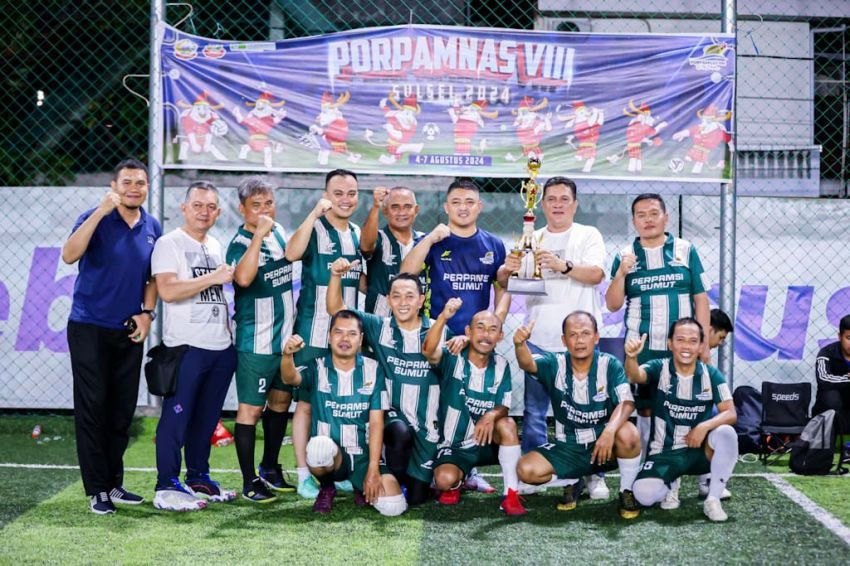 Perpamsi Sumut Berhasil Sabet Medali Emas Mini Soccer Porpamnas VIII Makasar Sulsel