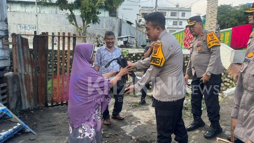 Kapolres Binjai Salurkan Bantuan ke Warga Terdampak Banjir