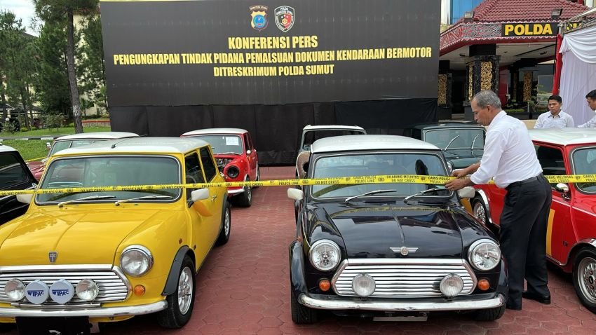 11 Tersangka Pemalsu STNK dan BPKB Dibekuk, Polda Sumut Sita Mini Cooper dan Mobil Mewah Lain