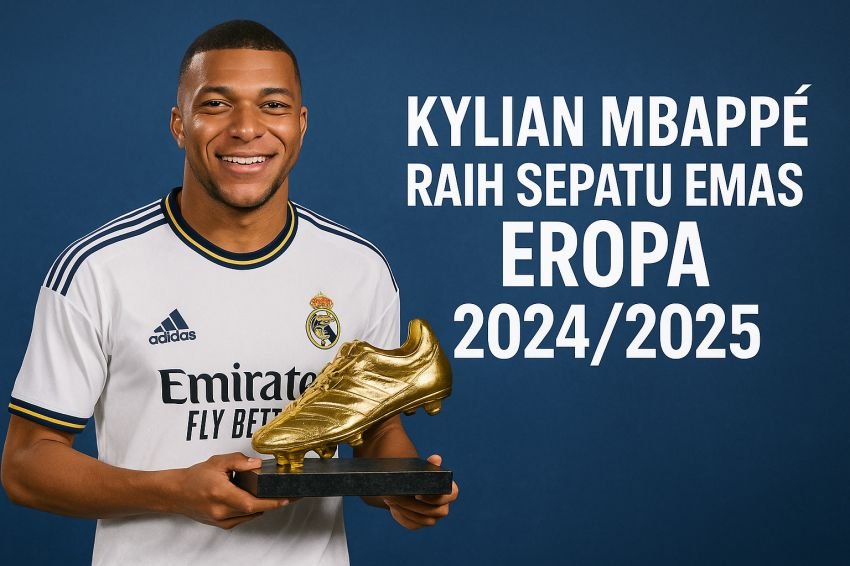 Kylian Mbappé Raih Sepatu Emas Eropa 2024/2025 dalam Musim Debutnya Bersama Real Madrid