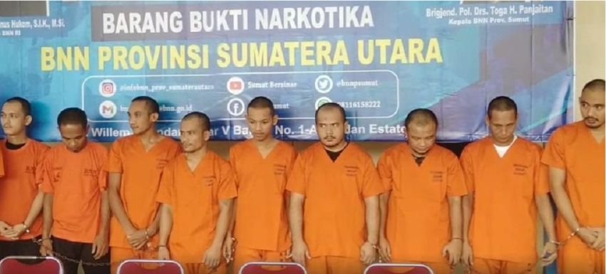 BNN Sumut Tangkap 9 Penyelundup Ganja dan Sabu Antar Provinsi