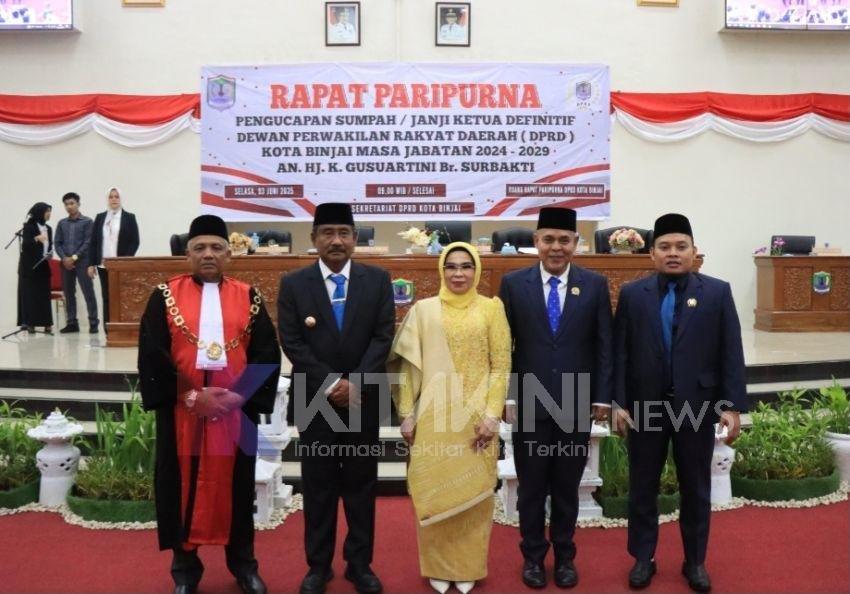 Gusuartini Dilantik Jadi Ketua DPRD Kota Binjai Periode 2024-2029