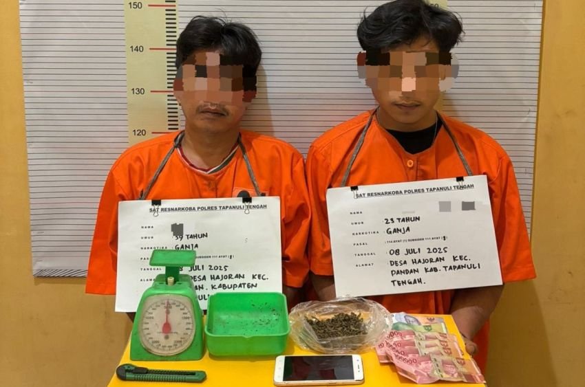 Dua Pria Pengedar Ganja di Hajoran Rungkad Oleh Polres Tapteng