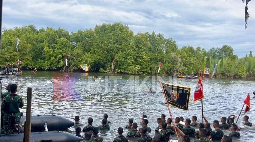 Ratusan Prajurit Yonif 8 Marinir Ikuti Lomba Renang Lawan Arus
