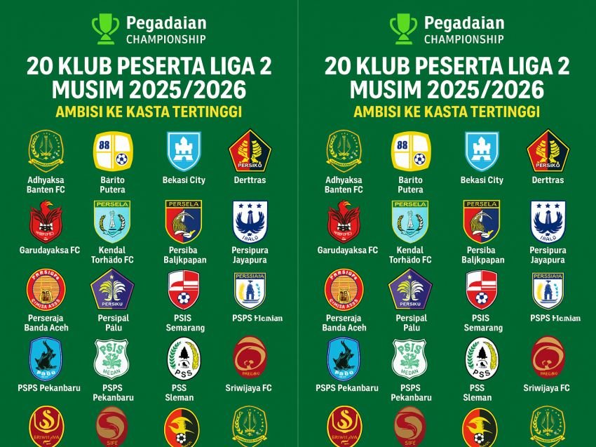 Ini 20 Klub Peserta Liga 2 Musim 2025/2026, Ambisi Menuju Kasta Tertinggi