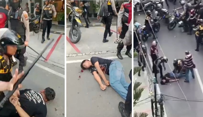 Protes Kematian Affan Pengemudi Ojol di Medan Berujung Bentrok, Seorang Pemuda Tekapar Kejang Dengan Kepala Berdarah
