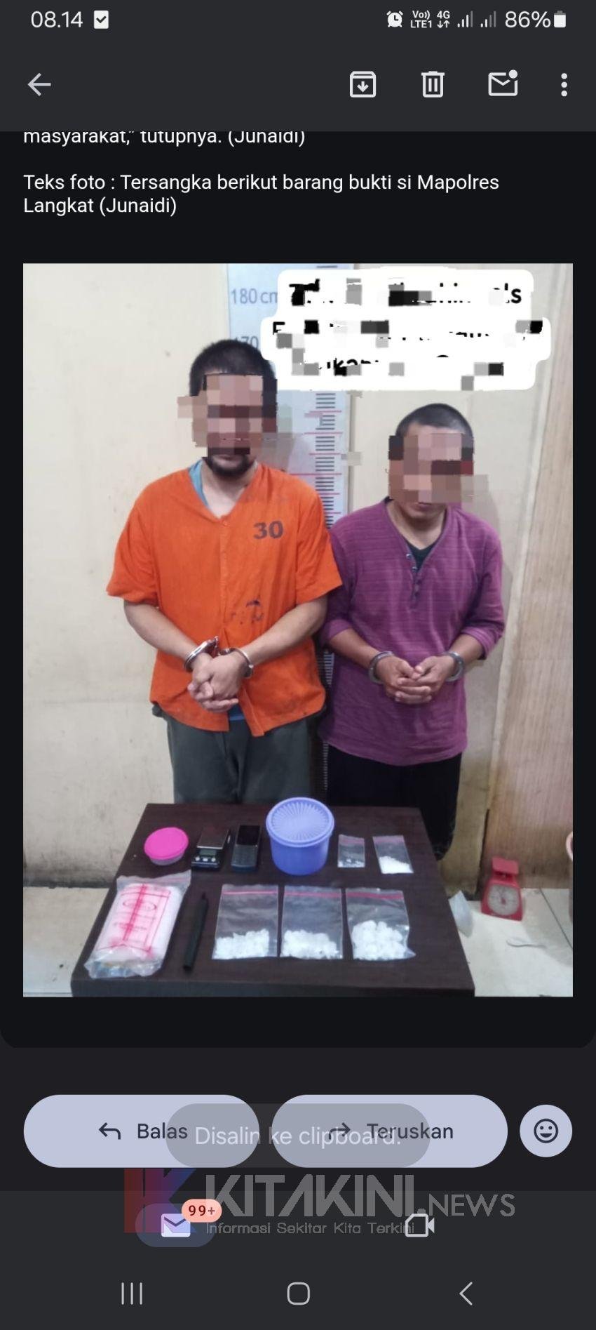 Polres Langkat Amankan Dua orang Diduga Bandar Sabu