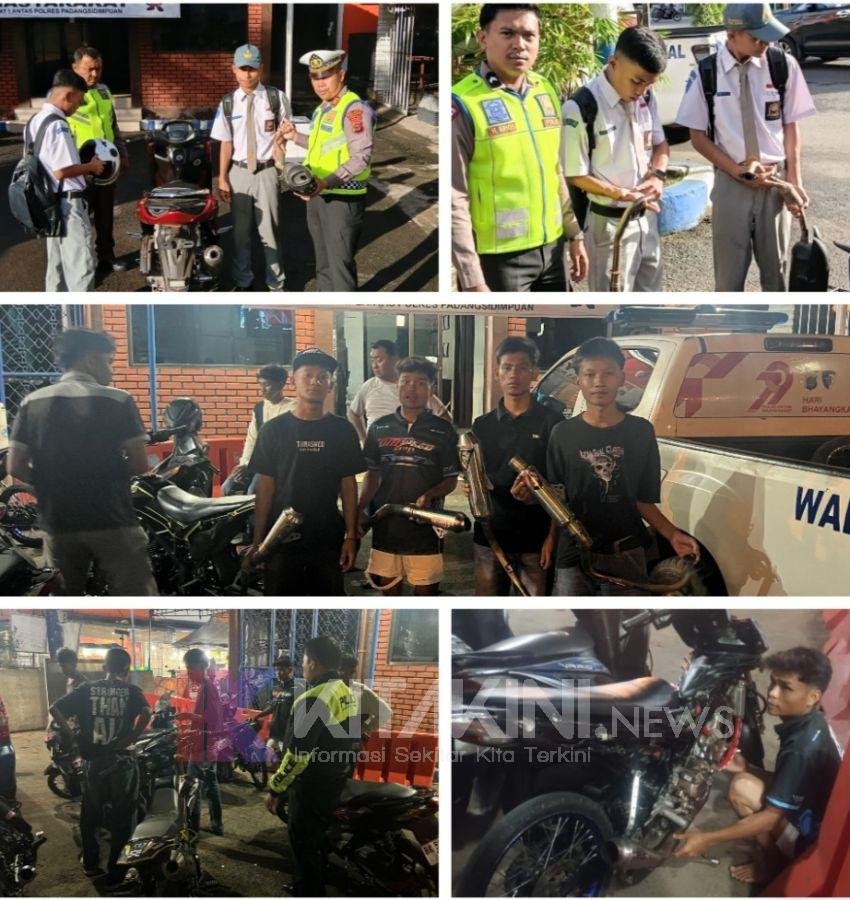 Satlantas Polres Sidimpuan Amankan Belasan Kendaraan Knalpot Brong