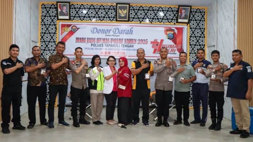 Polres Tapteng Gelar Donor Darah Peringati Hari Jadi Humas Polri ke-74