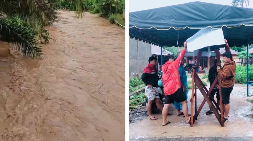 Sungai Batangangkola Masih Tinggi, Pemuda Dirikan Posko Tanggap Darurat