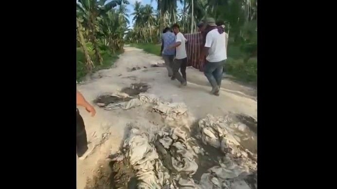 Warga yang Baru Melahirkan Harus Ditandu karena Akses Jalan Rusak Parah