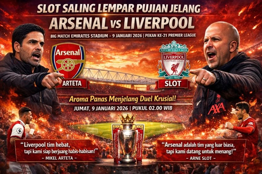 Arteta dan Slot Saling Lempar Pujian Jelang Big Match Arsenal vs Liverpool
